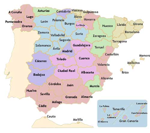 mapa espana provincias